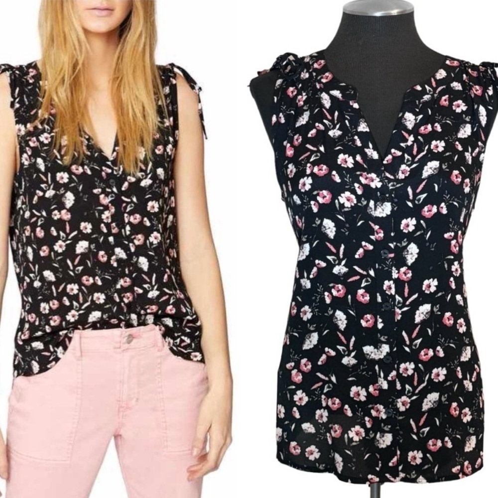 Sanctuary Floral Tie Shoulder Sleeveless Tank Top Coastal Blouse Rodeo Brunch